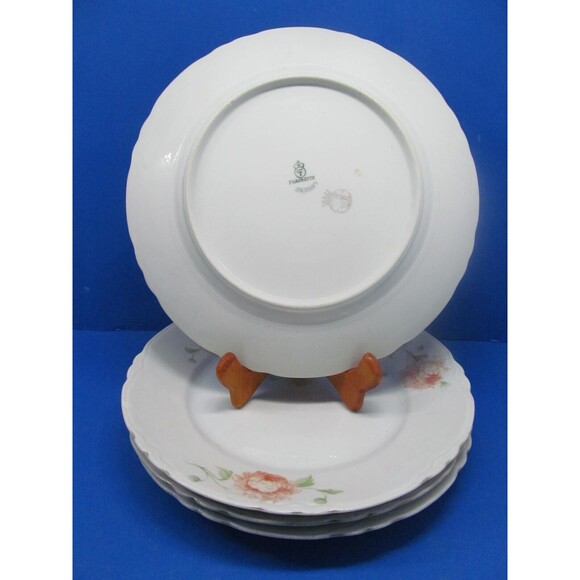JHR Facon Limoges France Set Of Four 9 3/4" Floral Plates Hand Painted Germany - Picture 4 of 9